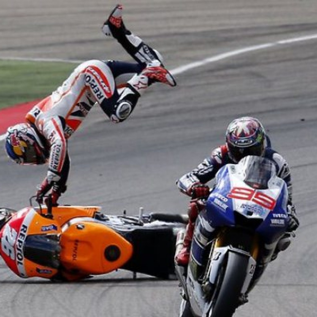 Dani Pedrosa Crash MotoGP Aragon