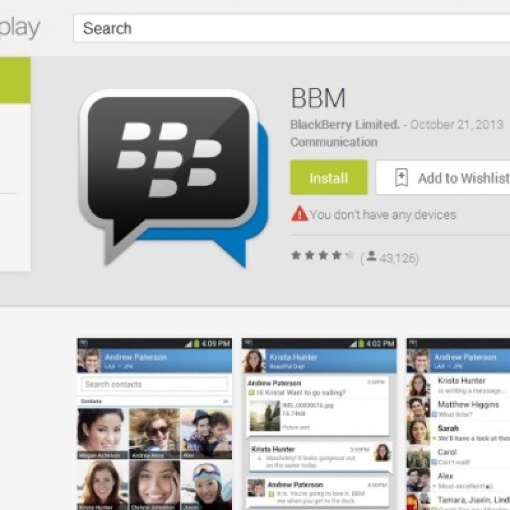 BBM for Android di Google Play Store