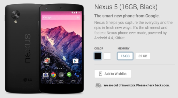 Banyak Peminat, Nexus 5 16GB Warna Hitam Kehabisan Stok