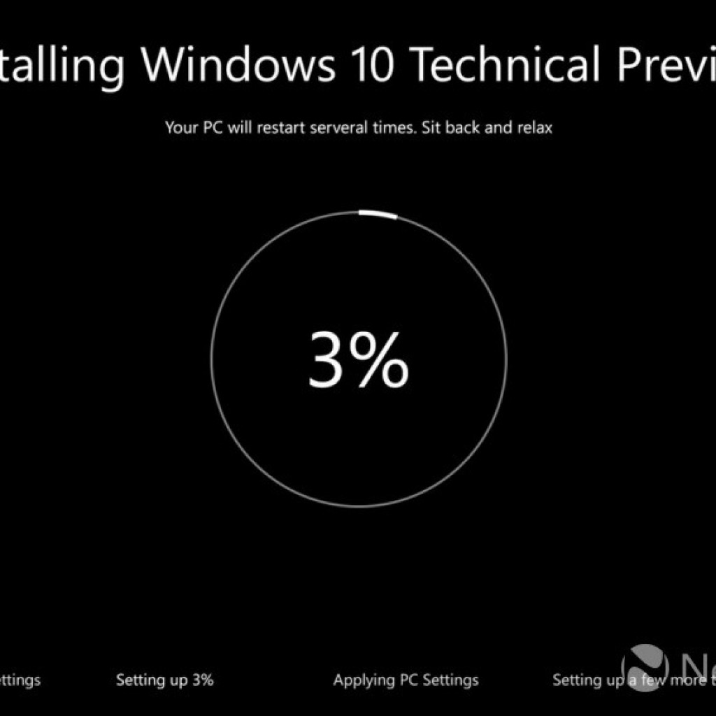 Windows 10 Technical Preview Install UI
