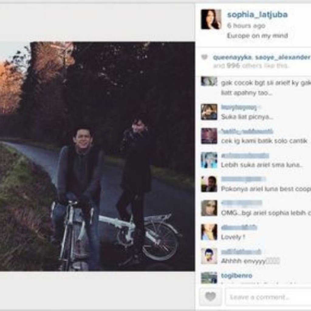 Ariel NOAH dan Sophia Mueller mesra di Instagram