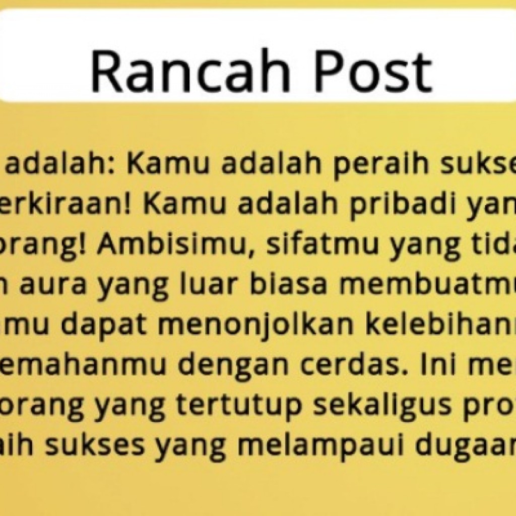 Arti Nama Rancah Post