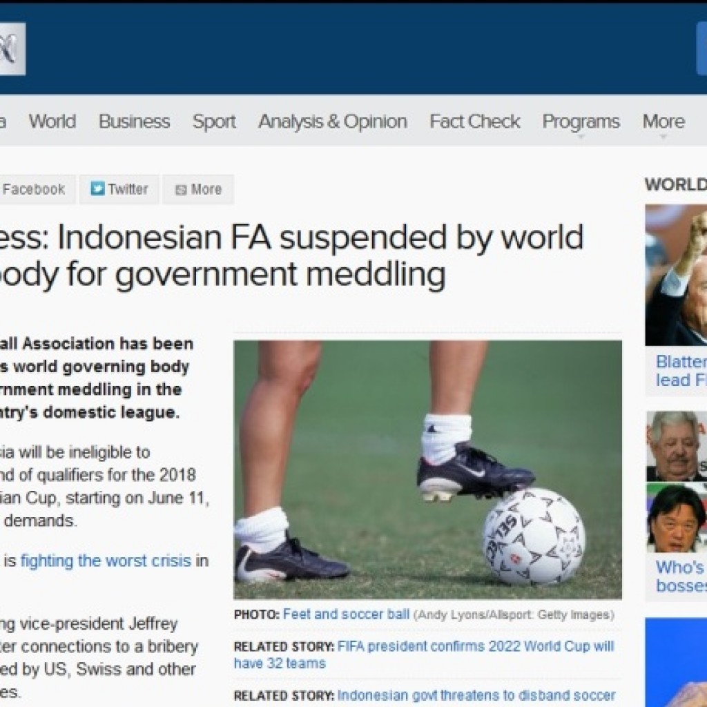 ABC Beritakan Sanksi FIFA Untuk Indonesia
