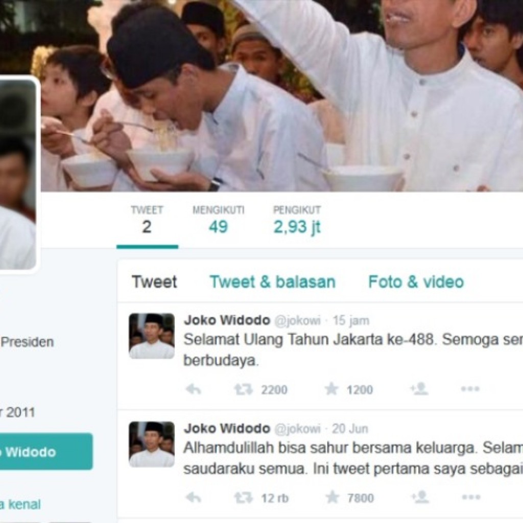 Akun Twitter Presiden Jokowi