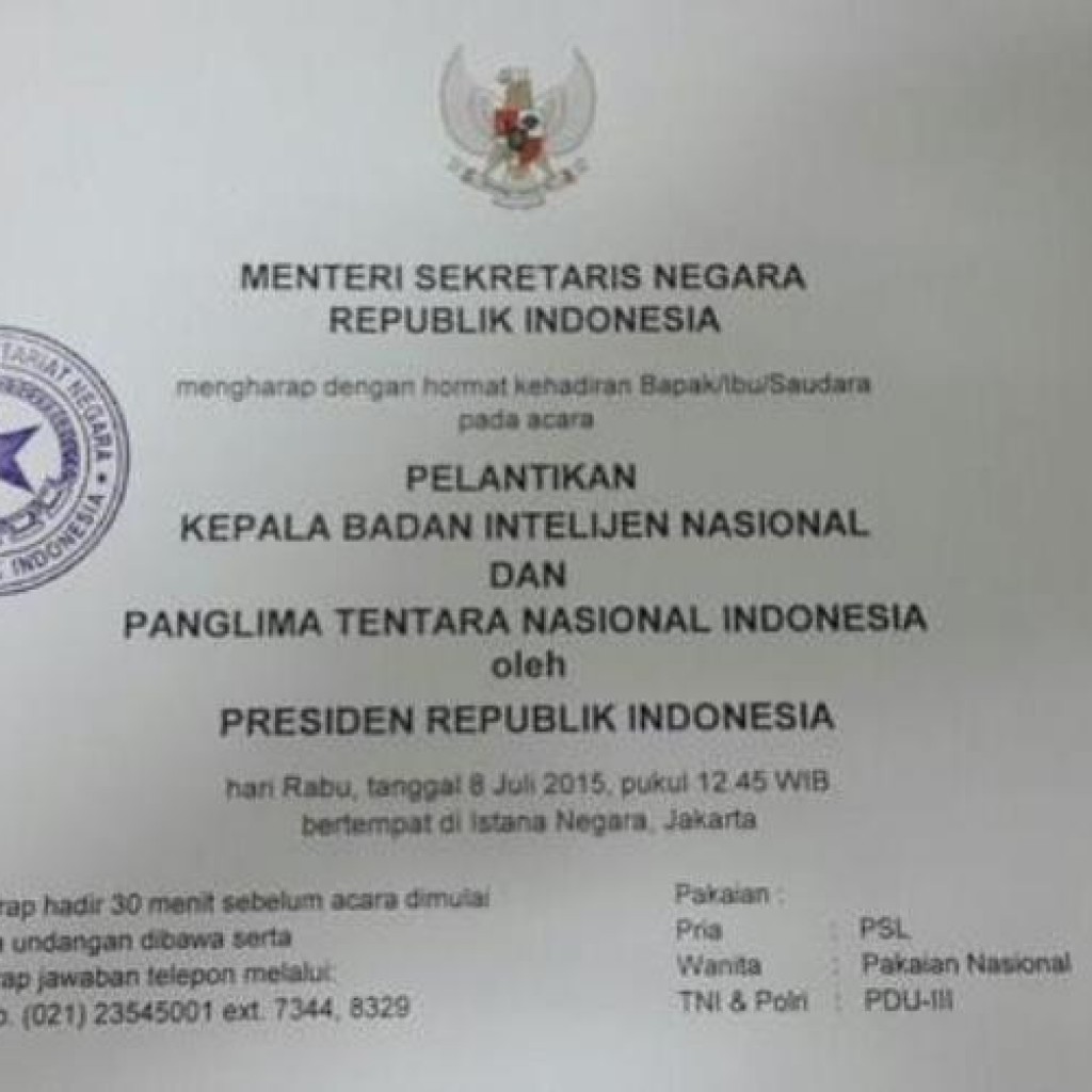 Salah ketik Badan Intelejen Negara