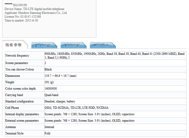 Samsung SM-G9198 Muncul di TENAA, Smartphone Lipat dengan Android Lollipop dan Snapdragon 808