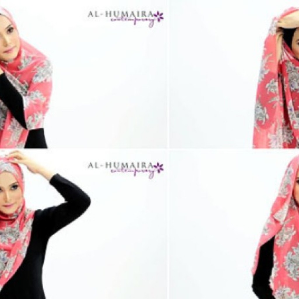 Tips Hijab Menutup Dada Gaya Motif Bunga Romantis