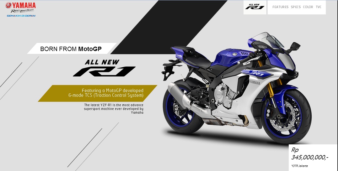 All New Yamaha R1, Harga Rp345 Jutaan Kelahiran MotoGP