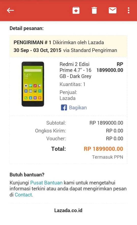 Error, Toko Xiaomi di Lazada Jual Redmi 2 Prime Kemahalan