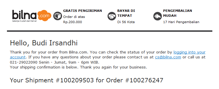 Share Pengalaman Belanja di Bilna.com