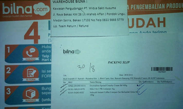 Share Pengalaman Belanja Online di Bilna.com