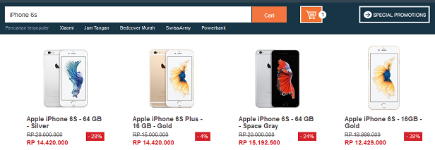 Lazada Indonesia Mulai jual iPhone 6s