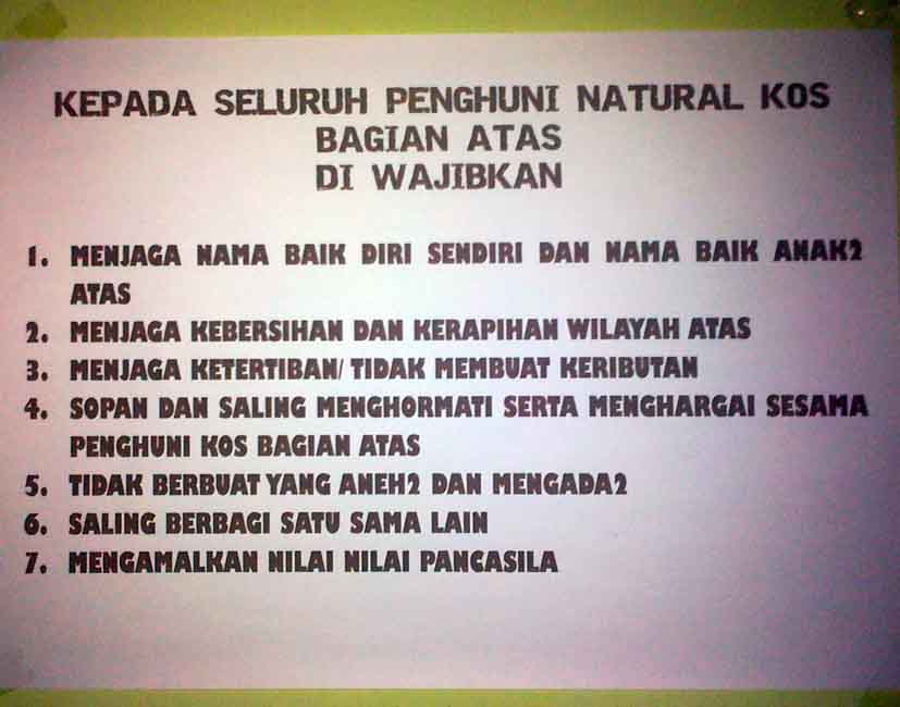 JIKA Pernah Kost Pasti Anda Terbiasa Lihat Tulisan Ini, NGAKAK!