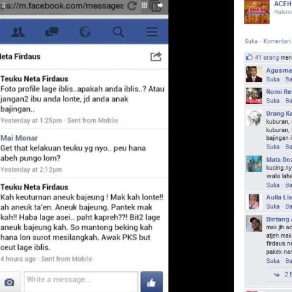 Polemik kata kata kasar Teuku Neta Firdaus di Facebook