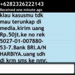 SMS Penipuan Kasus Video Mesum