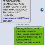 SMS Penipuan Sidomuncul