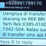 SMS Penipuan Transfer Rekening