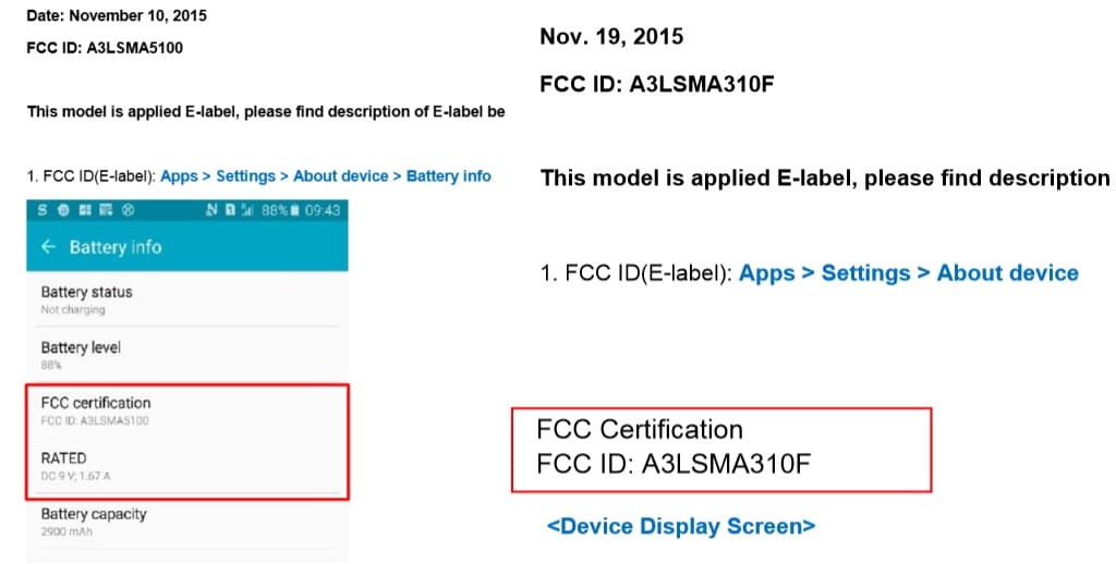 Samsung Galaxy A3 (SM-A310F) dan Galaxy A5 (SM-A5100) Nongol di FCC