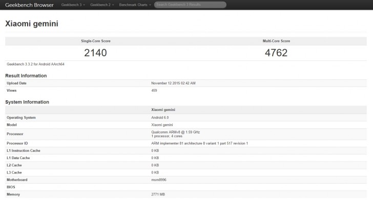 Xiaomi Mi 5 Muncul di GeekBench dengan Nama Xiaomi Gemini?