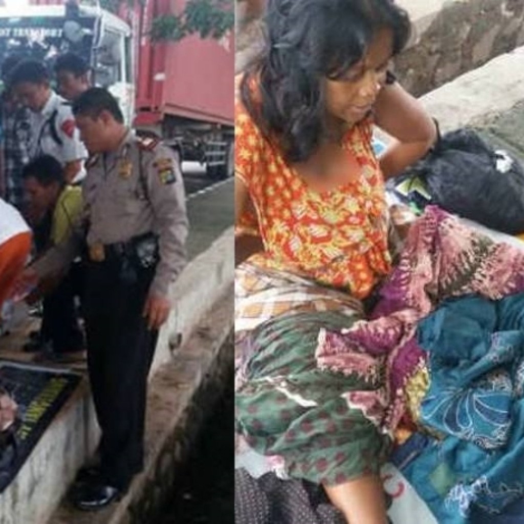 Polis Bantu Ibu Melahirkan Bayi Kembar di Cisadane