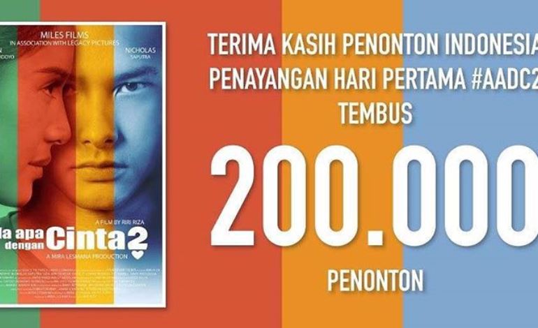Pecahkan Rekor Film AADC 2 Ditonton 200.000 Orang di Hari Pertama Penayangannya