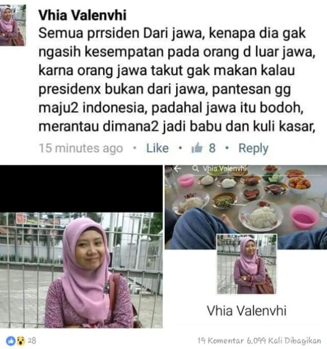 Hina Orang Jawa, Vhia Valenvhi Habis di Bully Netizen