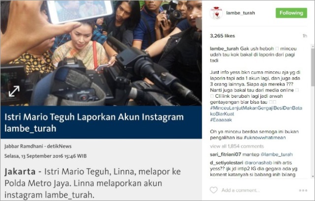 Dilaporkan Istri Mario Teguh Ini Respon Pemilik Akun Lambe Turah