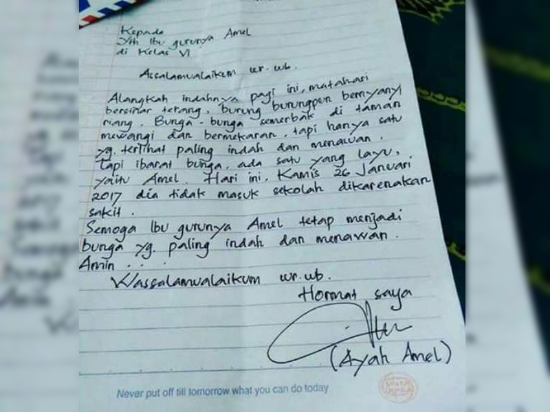 Surat Sakit Ortu Murid Untuk Ibu Guru