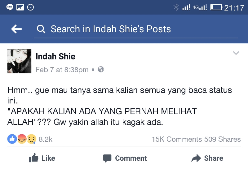 Facebook Indah Shie