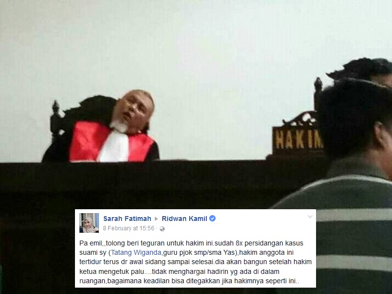 Hakim Tidur Pulas Saat Sidang Pembunuhan Guru SMP YAS di Bandung