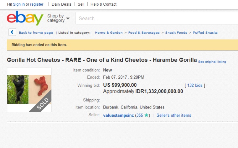 Lelang Harambe di eBay