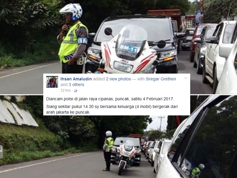 Oknum Polantas Diduga Ancam Pengendara Mobil di Cipanas
