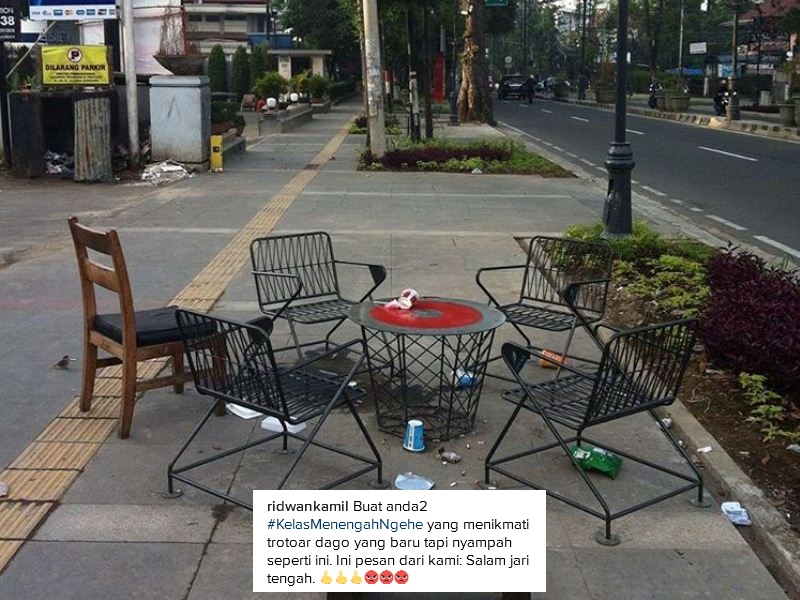 Trotoar Jalan Dago Kotor oleh Sampah