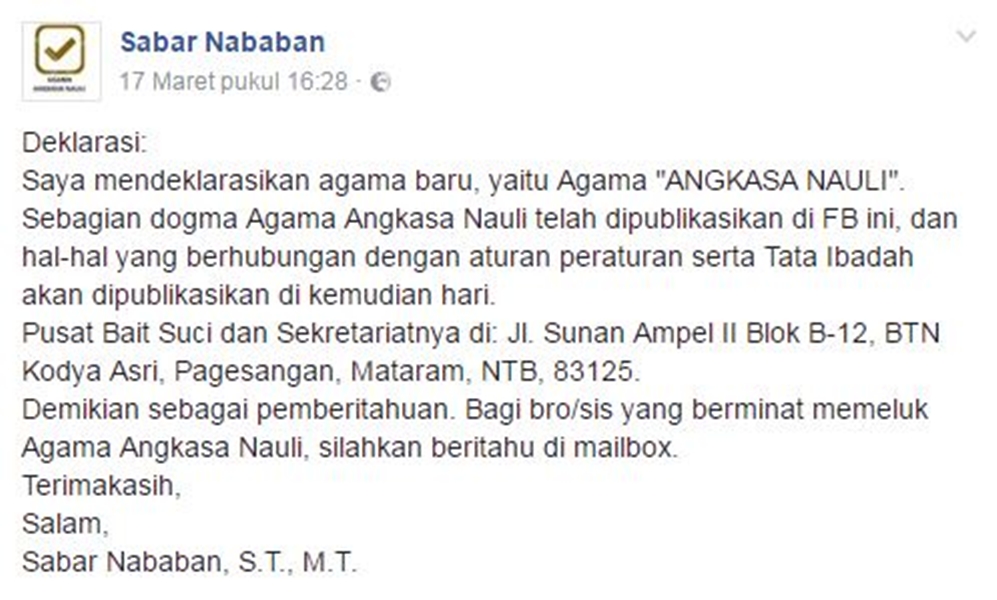 Postingan Sabar Nababan