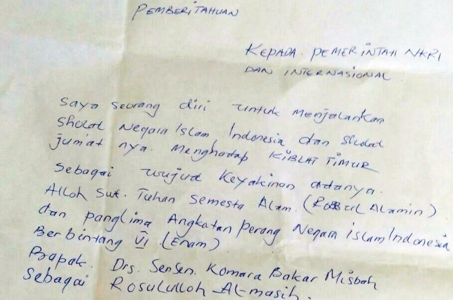 Surat Perintah Shalat Menghadap Timur