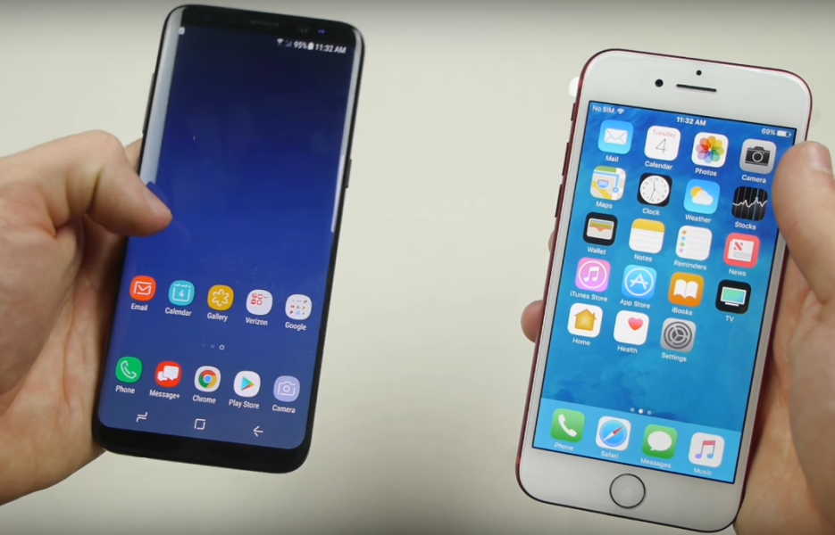 Samsung Galaxy S8 vs iPhone 7 Red