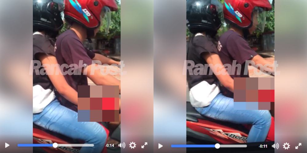 Dua Sejoli di Atas Motor. Abang Pegang Gas