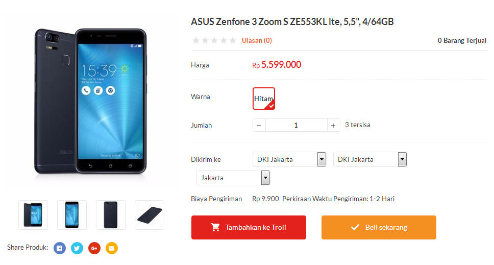 ASUS Zenfone Zoom S Sudah Bisa Dibeli Toko Online, Dilego Harga Rp5,9 Jutaan