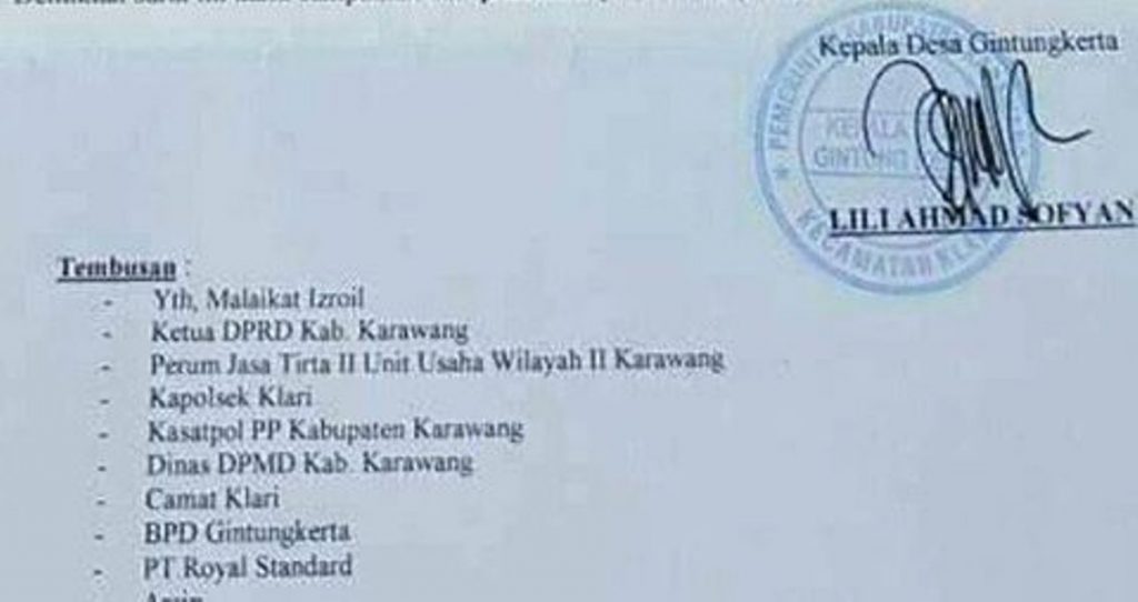 Surat Tembusan Kepada Malaikat Izroil