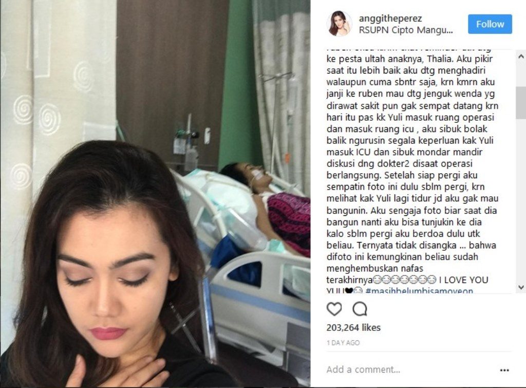 Mengejutkan Unggah Foto di Instagram Adik Julia Perez Di Gambar ini Kemungkinan ia Menghembuskan Nafas Terakhirnya