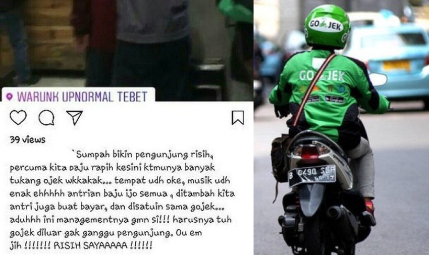 Merasa Risih Karena Harus Antri Bareng Driver Ojek Online di Kafe Curhatan Netizen di Instagram Ini Bikin Emosi