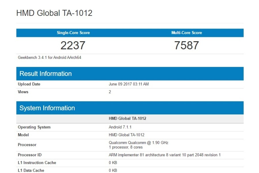 Nokia 9 di GeekBench 2