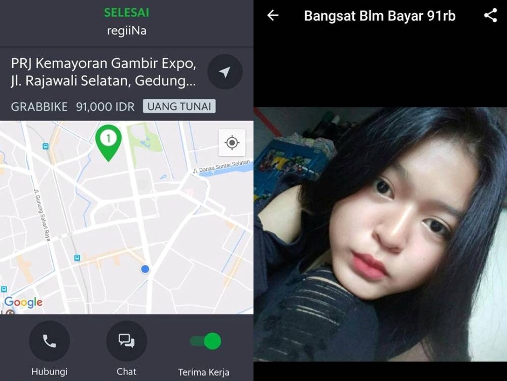 Perempuan Cantik Gak Bayar Ongkos Ojek Online