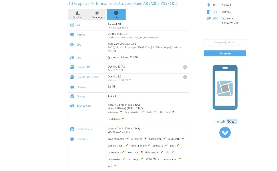 Zenfone AR di GFXBench