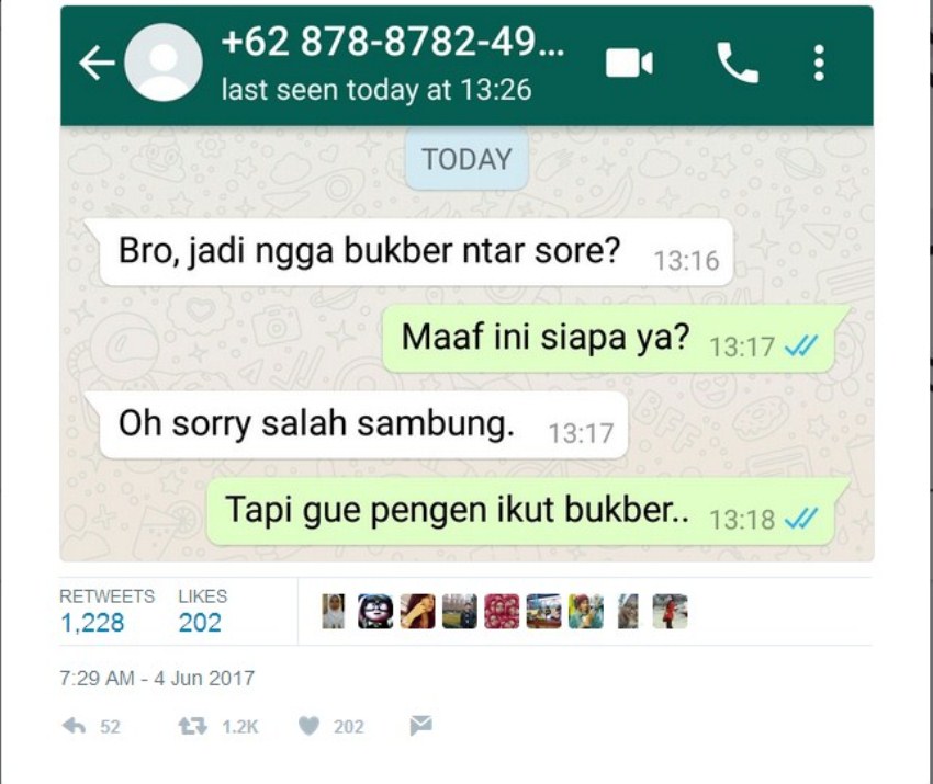 chat salah sambung ajakan bukber