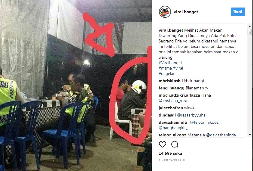 gaya kocak pengendara motor sat makan bareng polisi 1