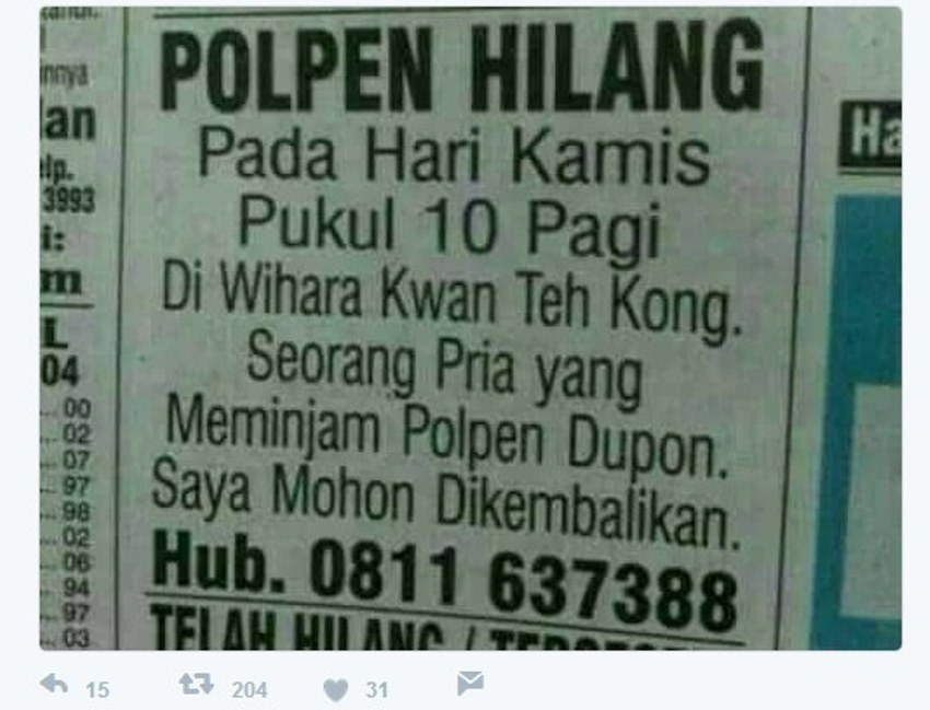 iklan pulpen hilang