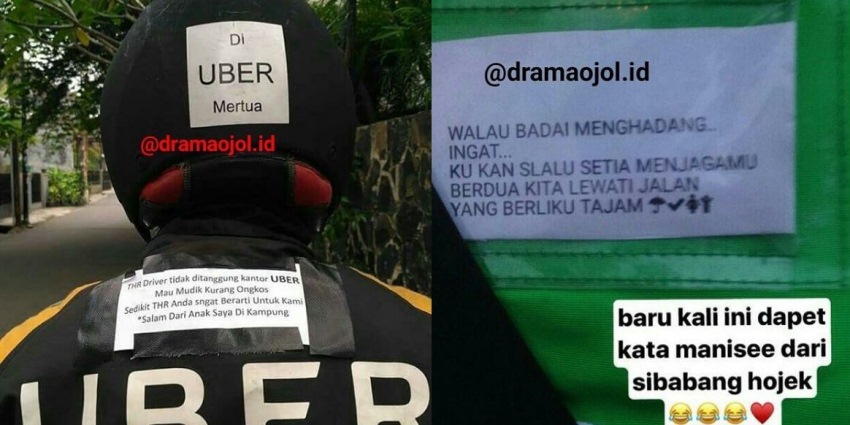 5 Tulisan Gokil di Jaket Driver Ojek Online Ini Bikin Penumpangnya Nggak Bisa Nahan Ketawa