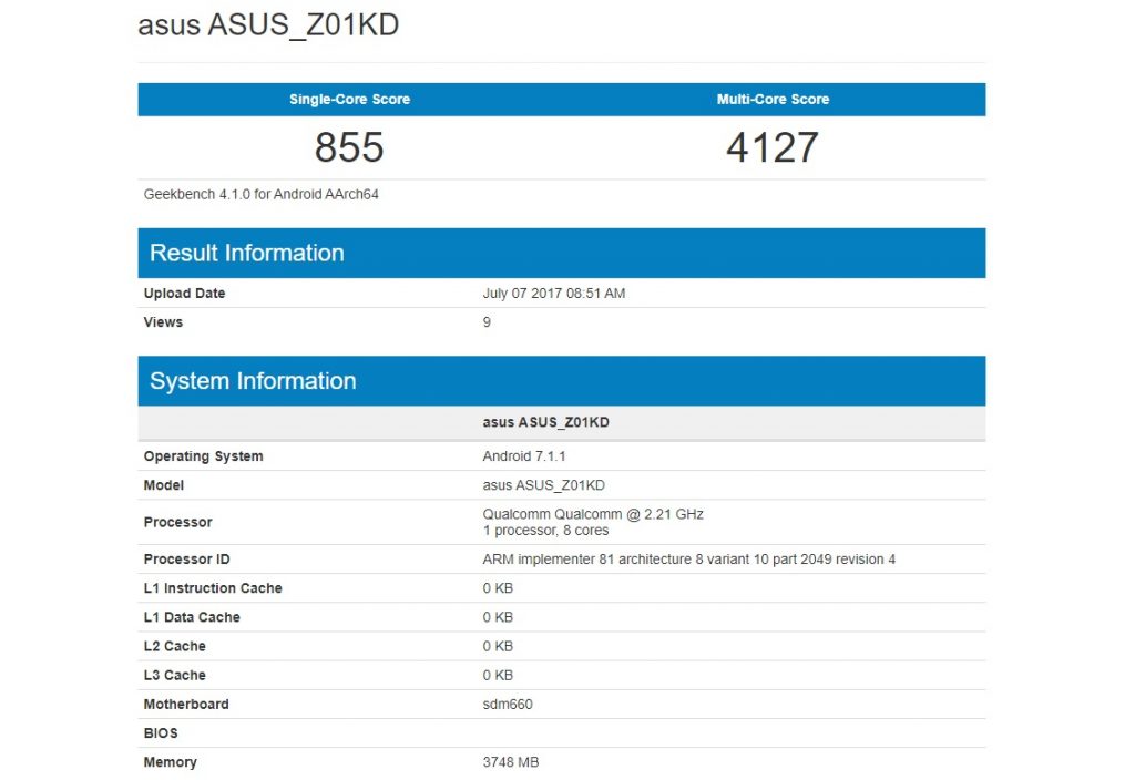 ASUS Z01KD di GeekBench