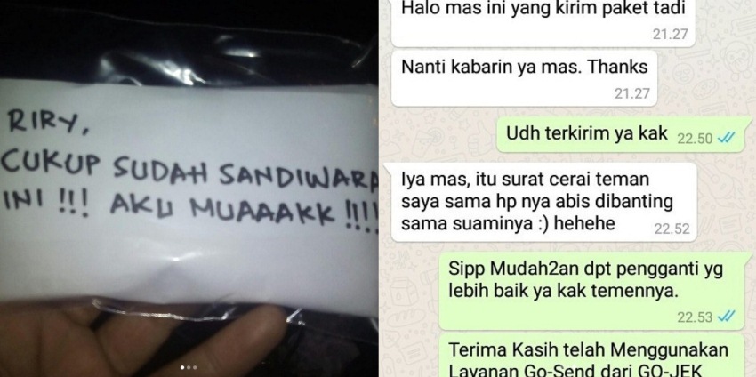 Ketika Layanan Go Send Jadi Perantara Perceraian Beginilah Jadinya